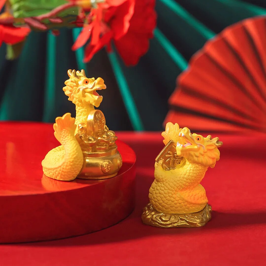 Gold and Money Mini Dragon Ornament — Year of the Dragon 2024 Decor