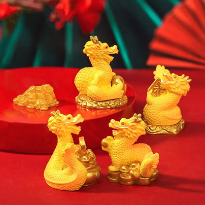 Gold and Money Mini Dragon Ornament — Year of the Dragon 2024 Decor