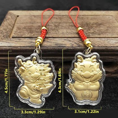 Gold and Money Mini Dragon Key Chain — Year of the Dragon 2024