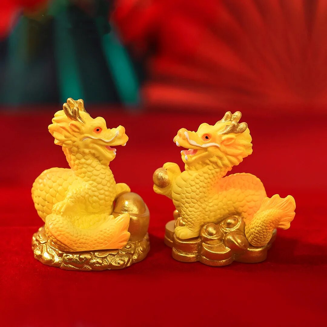 Gold and Money Mini Dragon Ornament — Year of the Dragon 2024 Decor