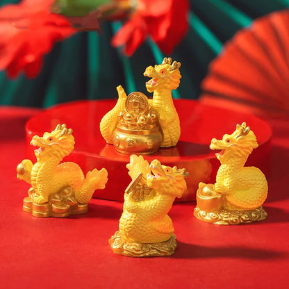 Gold and Money Mini Dragon Ornament — Year of the Dragon 2024 Decor