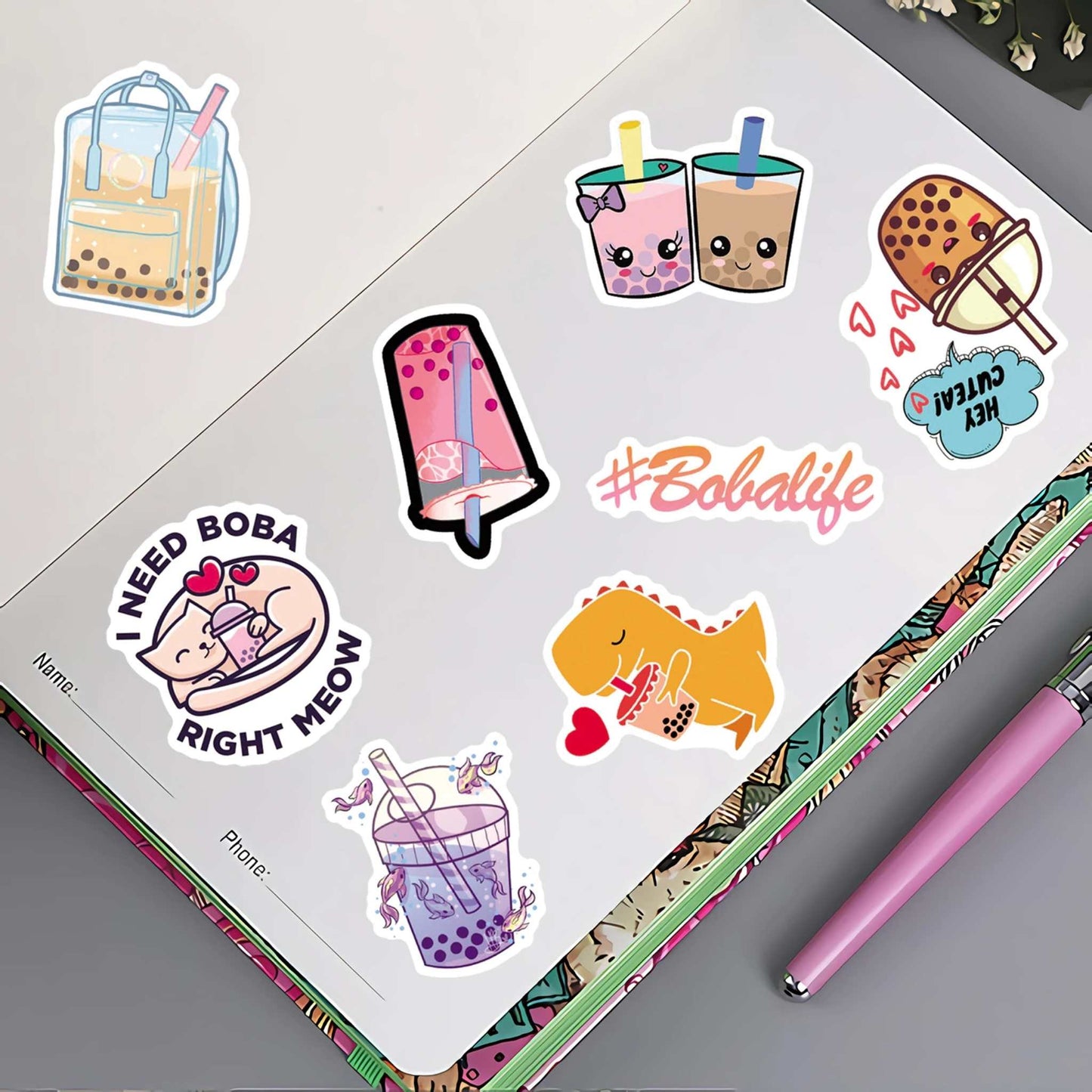 Bubble Tea Waterproof Stickers - 47 Piece Pack