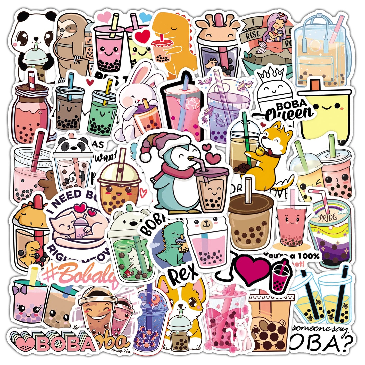 Bubble Tea Waterproof Stickers - 47 Piece Pack