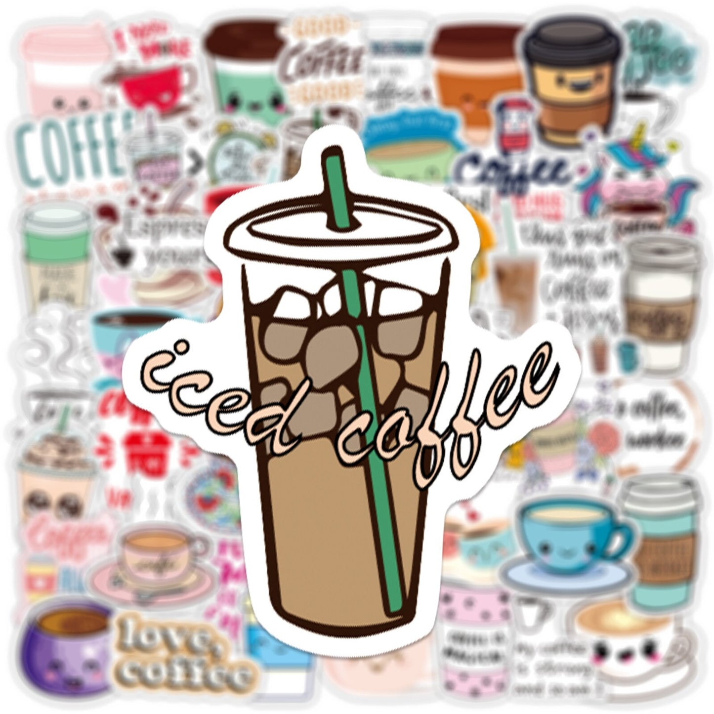 Lattes and Coffee Lover Sticker Set — 50 Piece