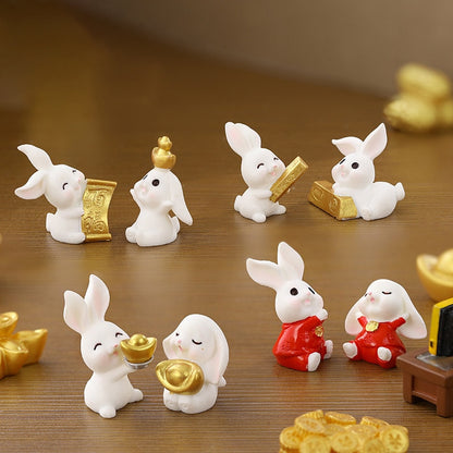 Gold and Money Mini Bunny Ornament — Year of the Rabbit 2023 Decor