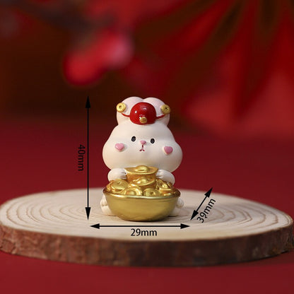 4 Piece Set of Lucky Bunny Ornaments Chinese New Year Decor