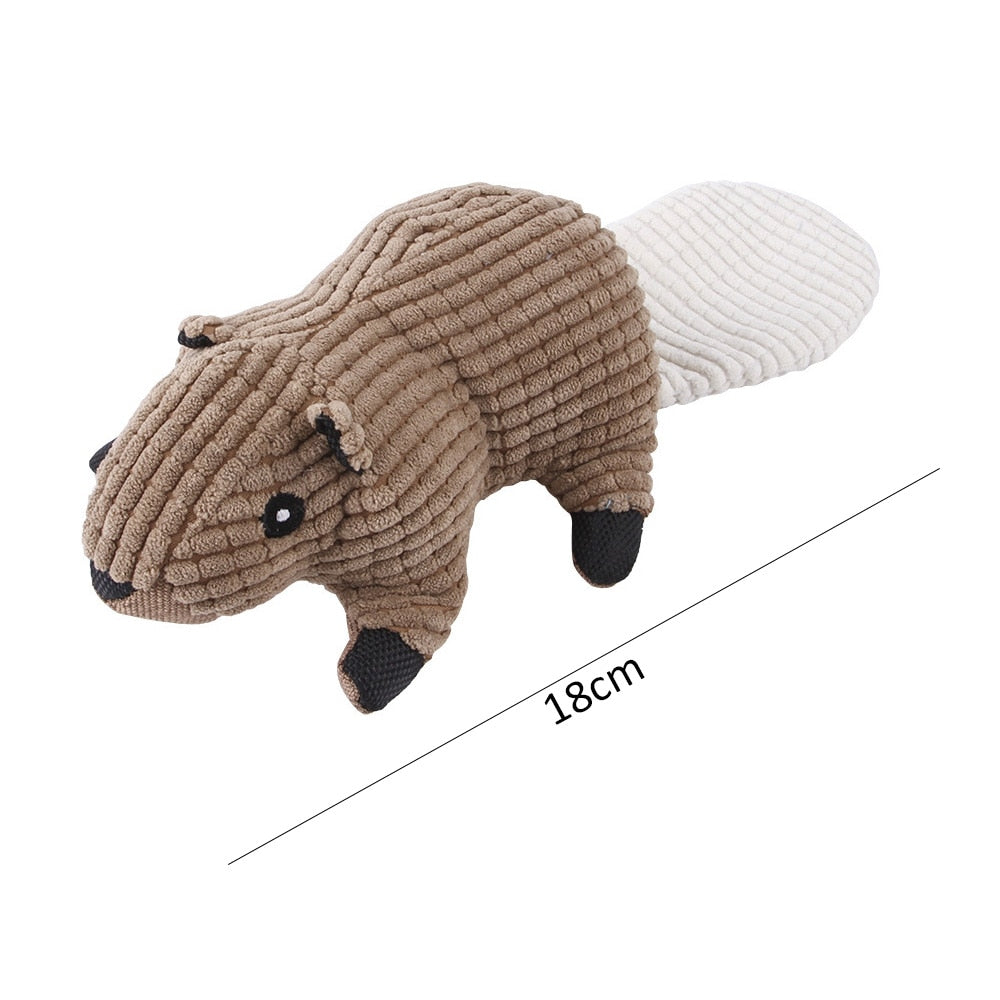 Corduroy Chewy Animal Toys for Pets with Squeaker