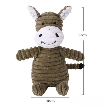 Corduroy Chewy Animal Toys for Pets with Squeaker