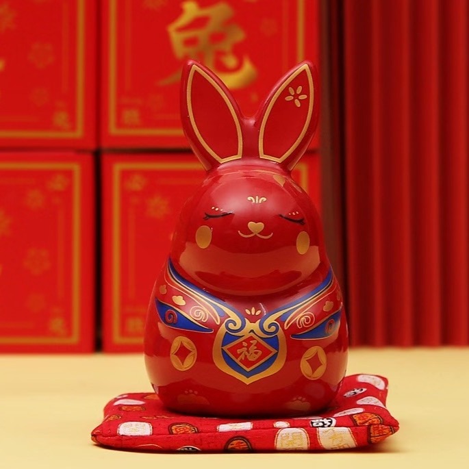 Flourishing Wealth Bunny Ornament Decor — Year of the Rabbit