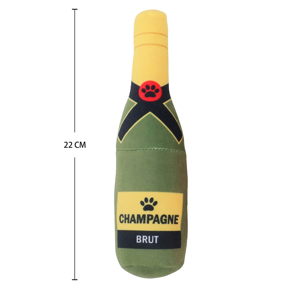 Beer Champagne Alcohol Bottle Shape Toys for Pets with Squeaker