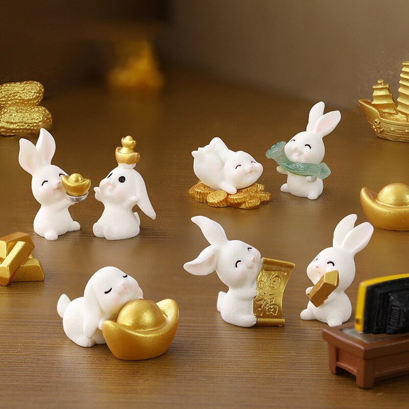 Gold and Money Mini Bunny Ornament — Year of the Rabbit 2023 Decor