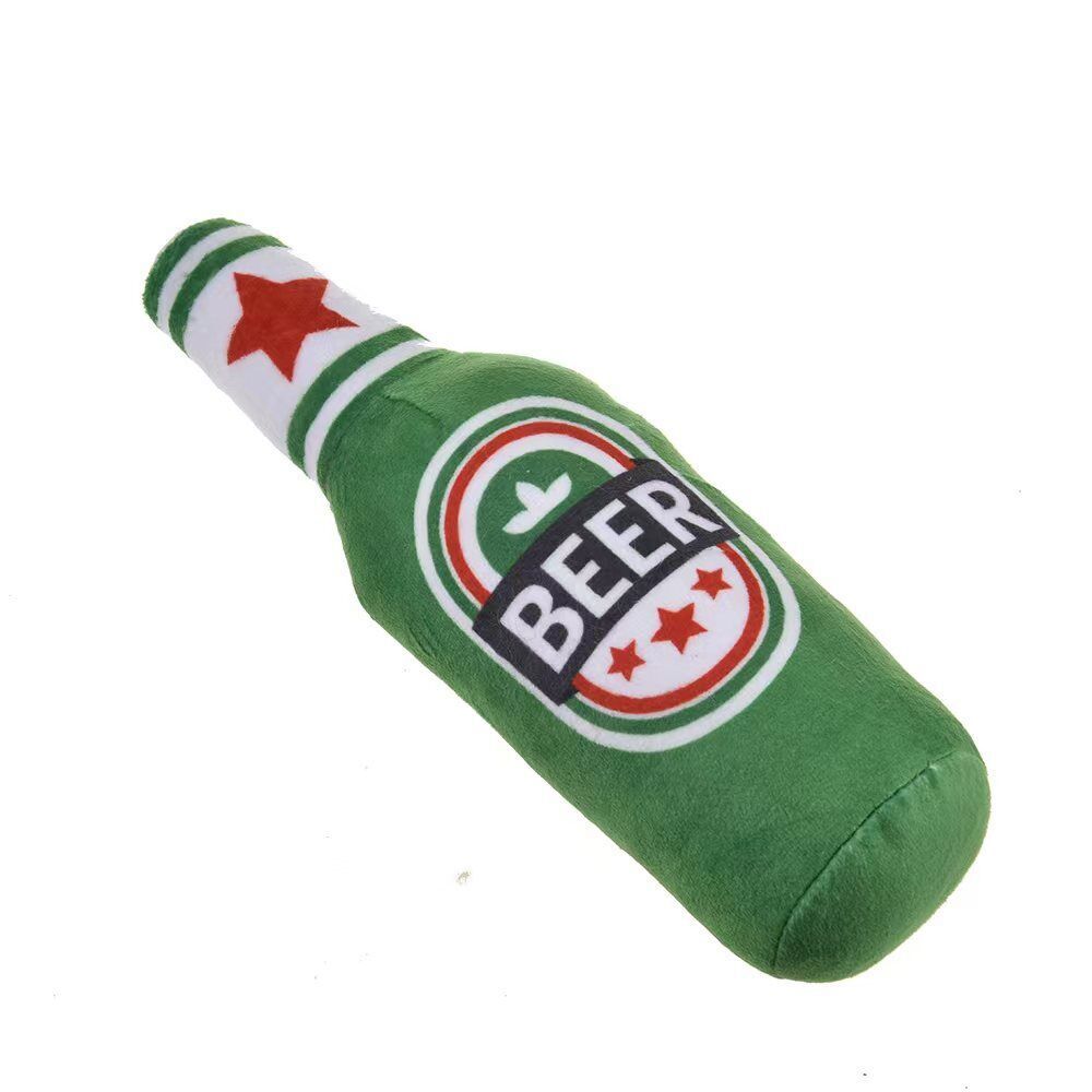 Beer Champagne Alcohol Bottle Shape Toys for Pets with Squeaker