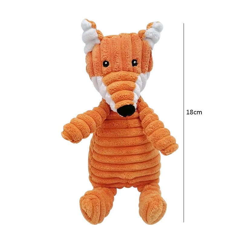 Corduroy Chewy Animal Toys for Pets with Squeaker