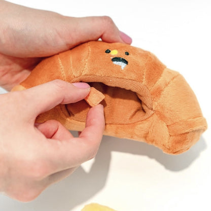 Interactive Food Croissant Chew Toys for Pets with Squeaker