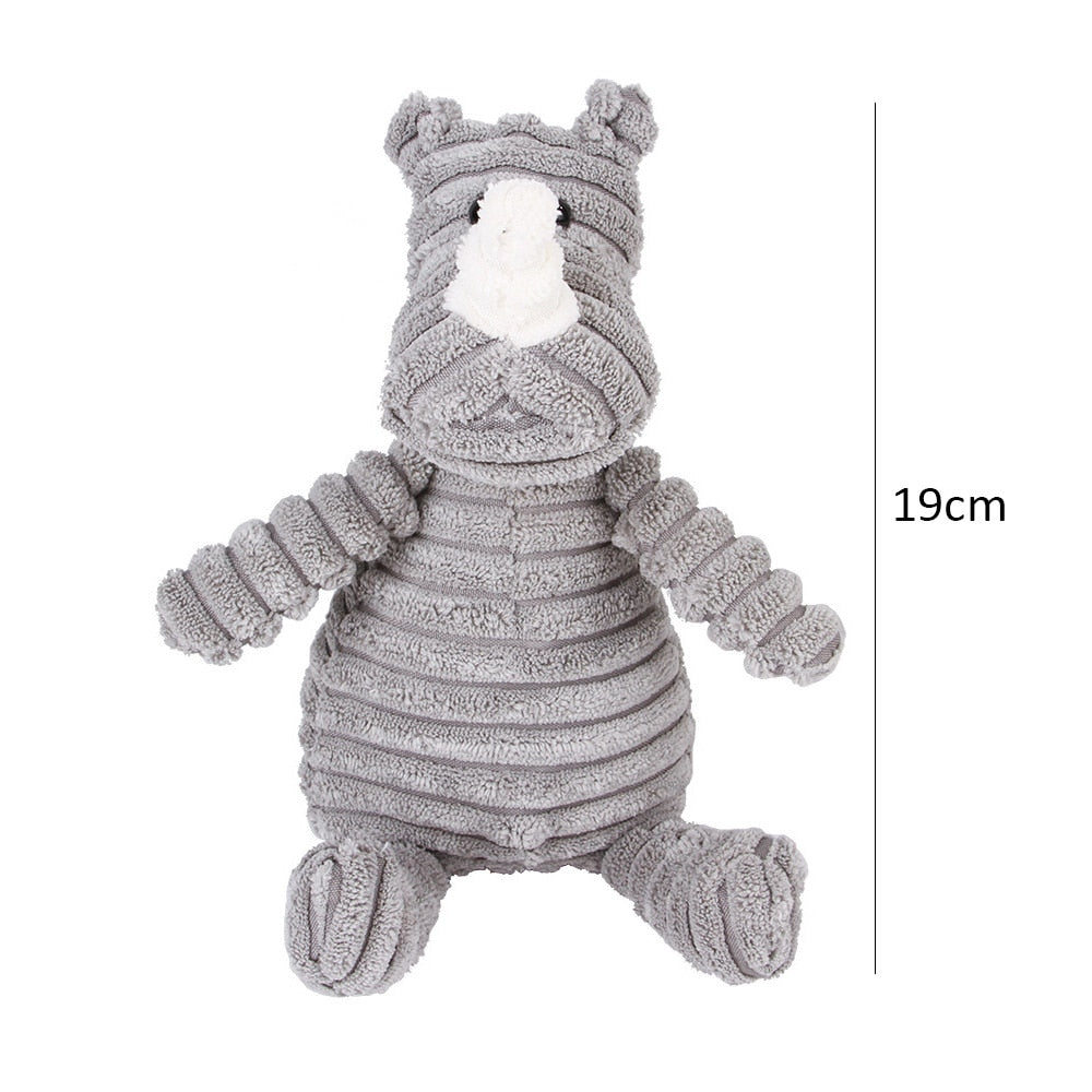 Corduroy Chewy Animal Toys for Pets with Squeaker