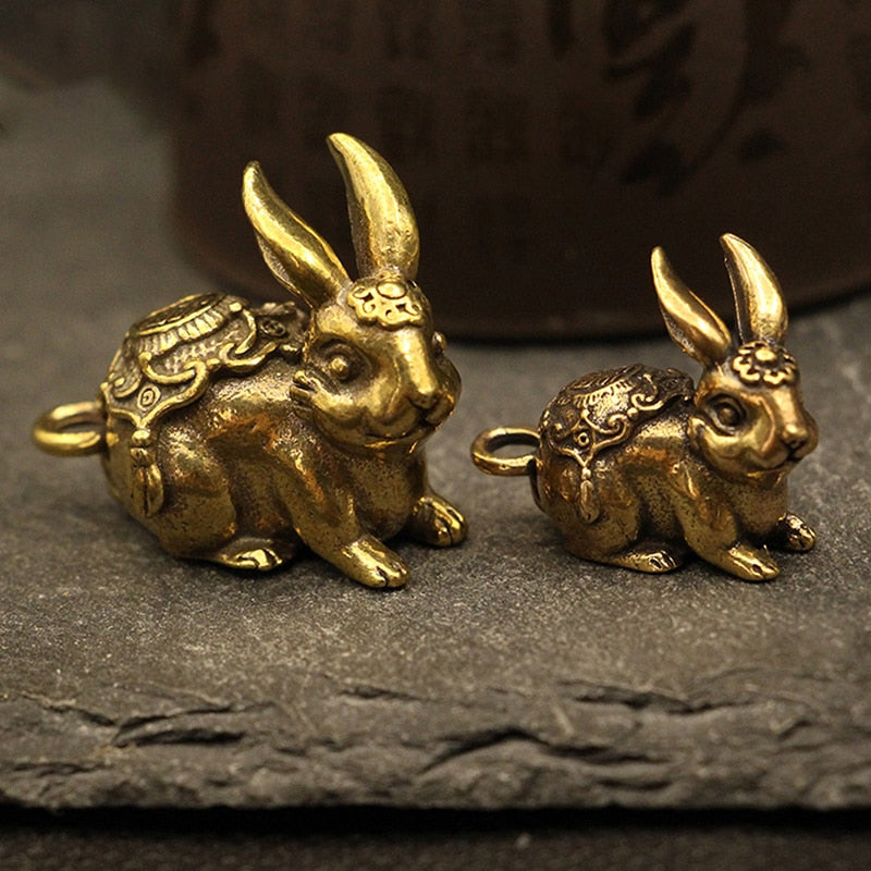 LUCKY GOLD COPPER RABBIT PENDANT ORNAMENT