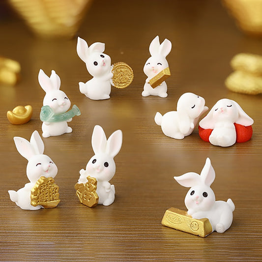 Gold and Money Mini Bunny Ornament — Year of the Rabbit 2023 Decor