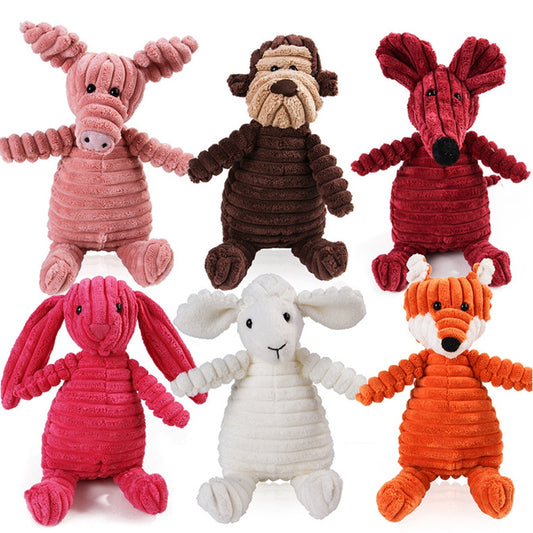 Corduroy Chewy Animal Toys for Pets with Squeaker