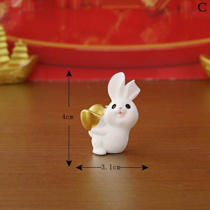 Gold and Money Mini Bunny Ornament — Year of the Rabbit 2023 Decor