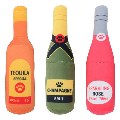 Beer Champagne Alcohol Bottle Shape Toys for Pets with Squeaker