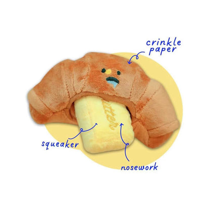 Interactive Food Croissant Chew Toys for Pets with Squeaker