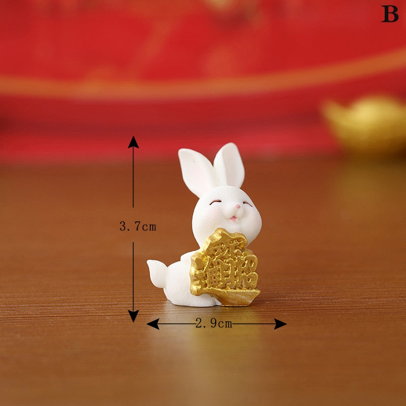 Gold and Money Mini Bunny Ornament — Year of the Rabbit 2023 Decor