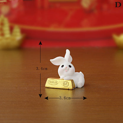 Gold and Money Mini Bunny Ornament — Year of the Rabbit 2023 Decor