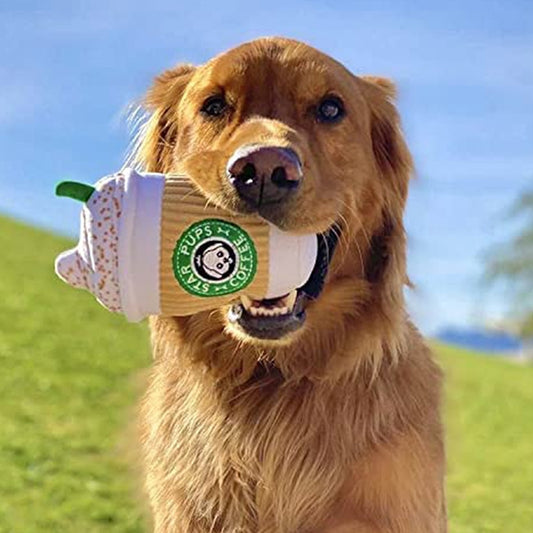 Coffee Puppuccino Chew Toys for Pets with Squeaker