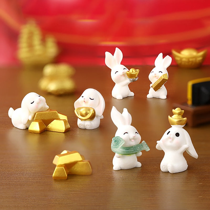 Gold and Money Mini Bunny Ornament — Year of the Rabbit 2023 Decor