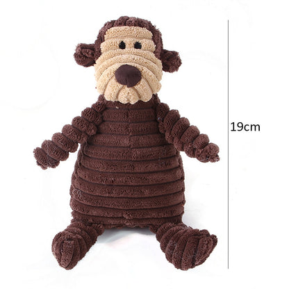 Corduroy Chewy Animal Toys for Pets with Squeaker