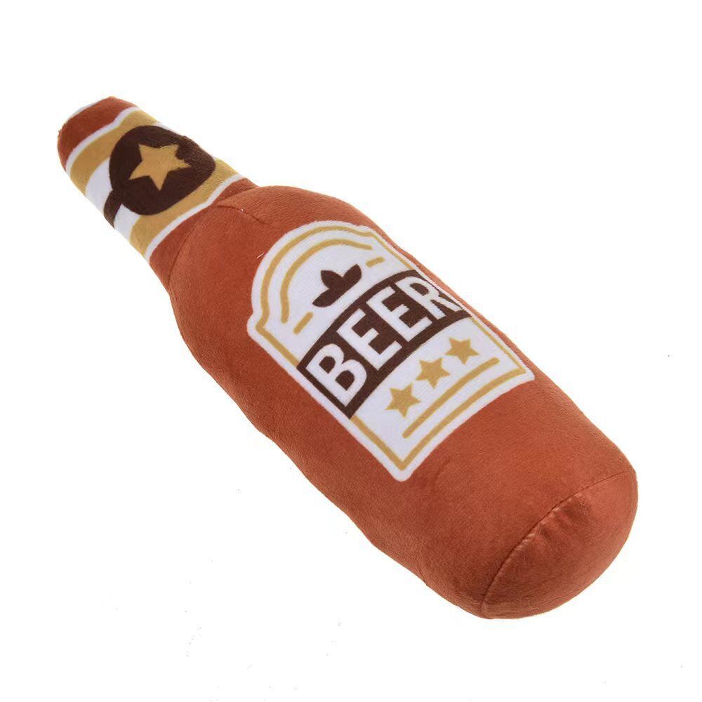 Beer Champagne Alcohol Bottle Shape Toys for Pets with Squeaker