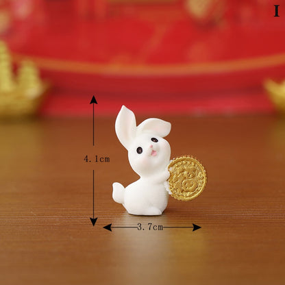 Gold and Money Mini Bunny Ornament — Year of the Rabbit 2023 Decor