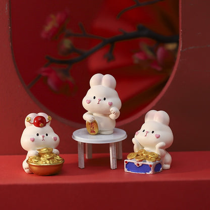 4 Piece Set of Lucky Bunny Ornaments Chinese New Year Decor