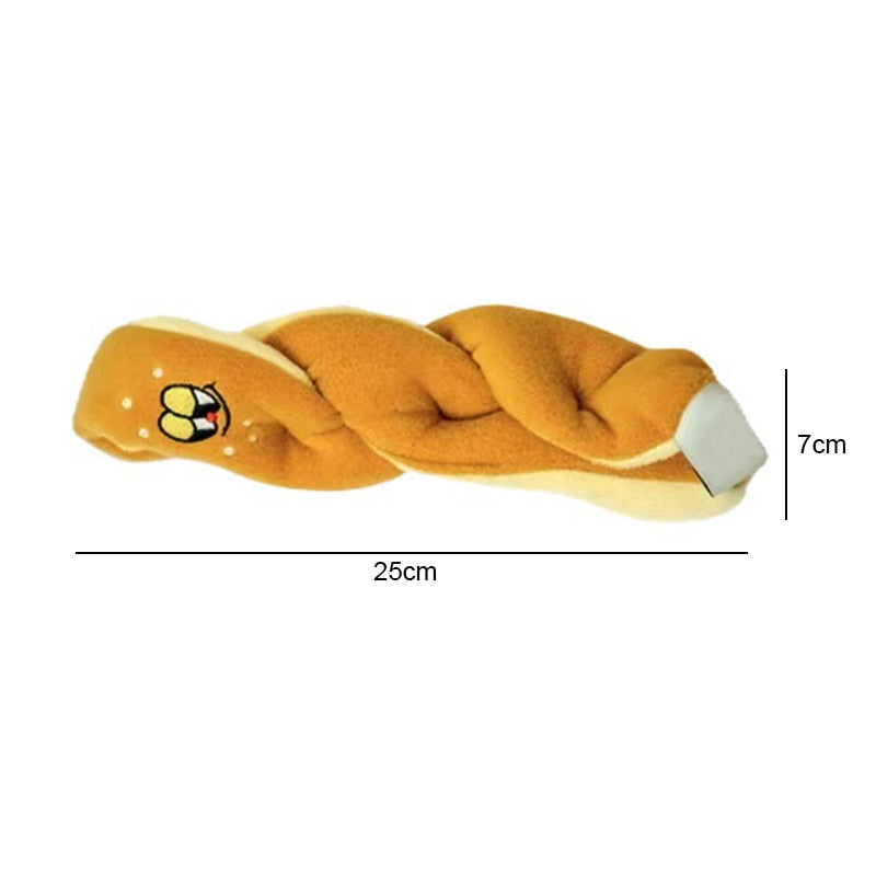 Interactive Food Croissant Chew Toys for Pets with Squeaker